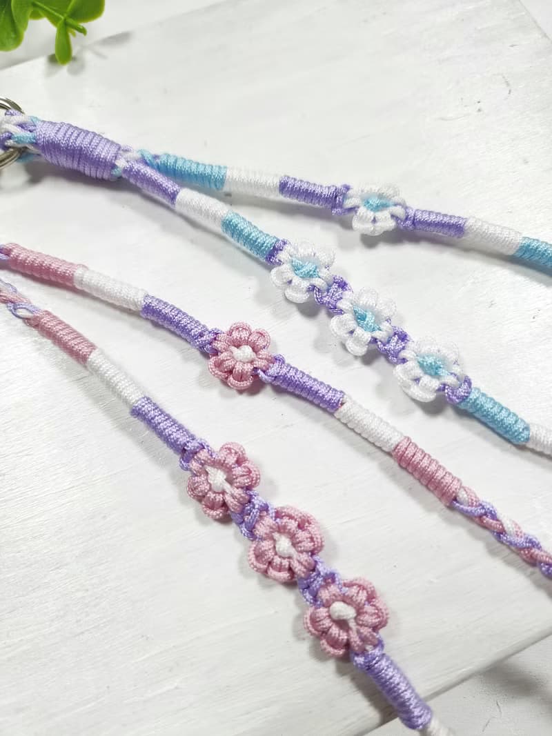 Paris*Le Bonheun。細繩的纏繞。編織手腕繩。頸繩(小清新花花兒)