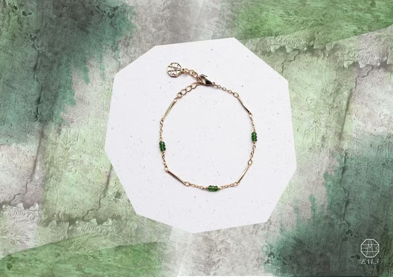 5月誕生石-Diopside透輝石魚子系列22K手鍊