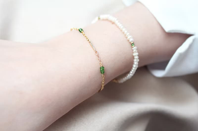 5月誕生石-Diopside透輝石魚子系列22K手鍊