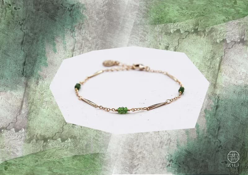 5月誕生石-Diopside透輝石魚子系列22K手鍊