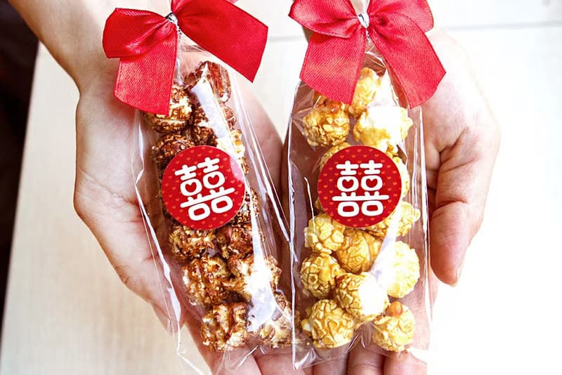 婚禮魔球爆米花(大紅囍字款)-焦糖/巧克力 2口味可選 囍字風格