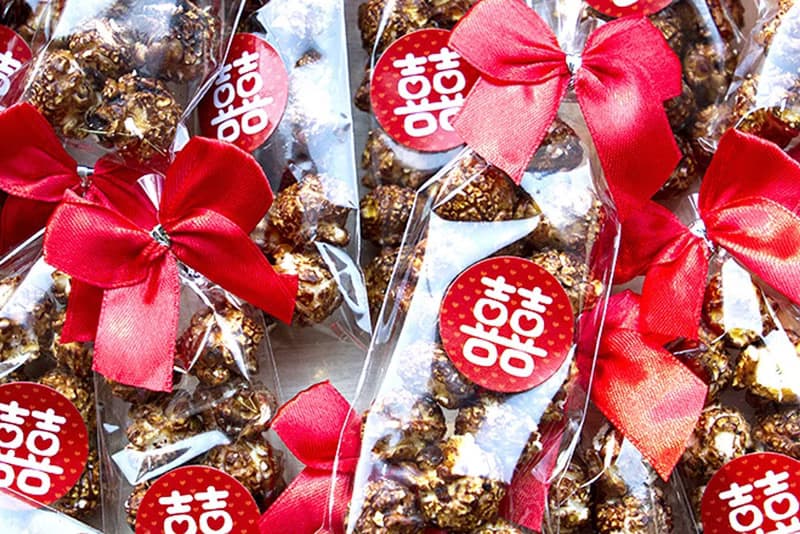婚禮魔球爆米花(大紅囍字款)-焦糖/巧克力 2口味可選 囍字風格