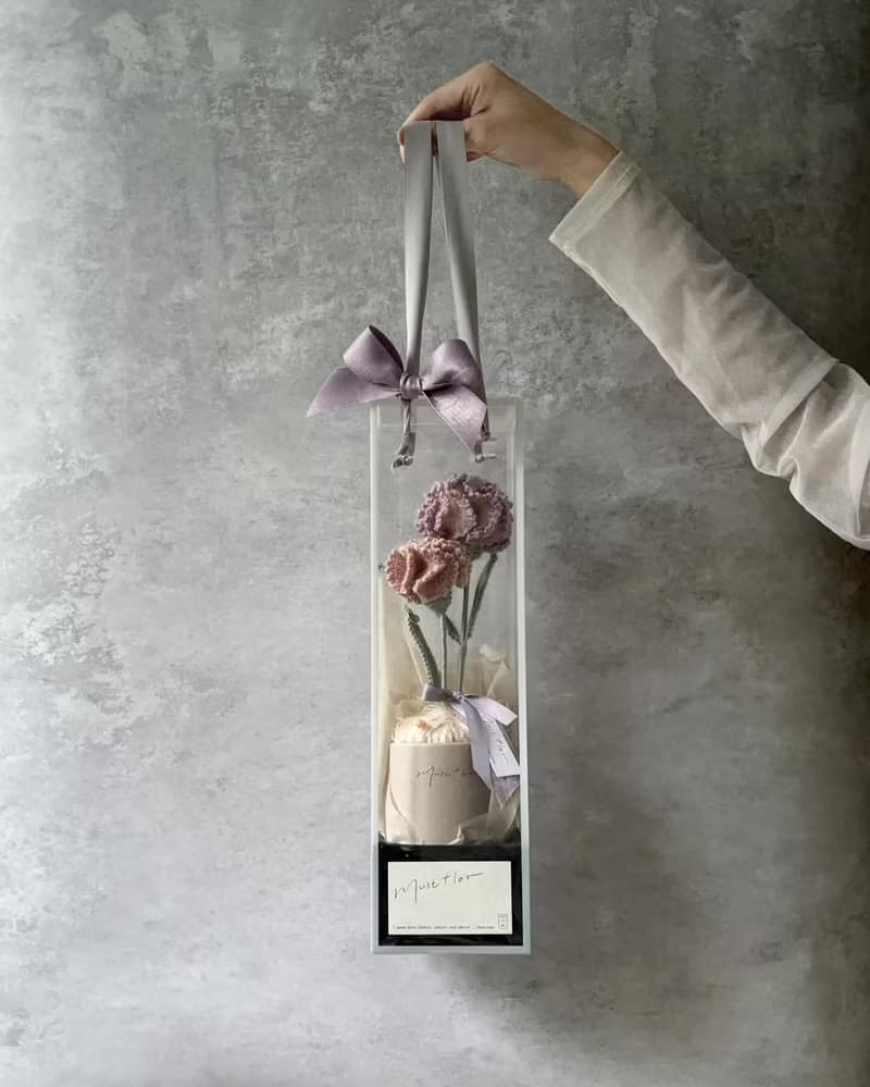 母親節限定 康乃馨盆花-手工羊毛針織花
