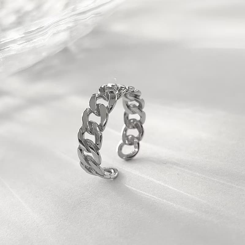 │簡約│個性鎖鏈 • 開口戒 • 純銀戒指 • 925silver • 個性