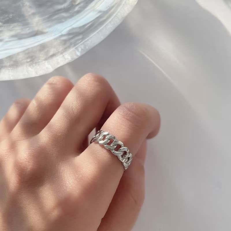 │簡約│個性鎖鏈 • 開口戒 • 純銀戒指 • 925silver • 個性