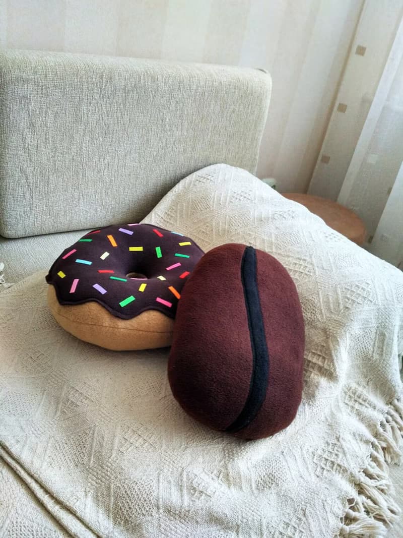 Coffee Bean Pillow - Giant Food Plush, handmade pillow, coffee lovers