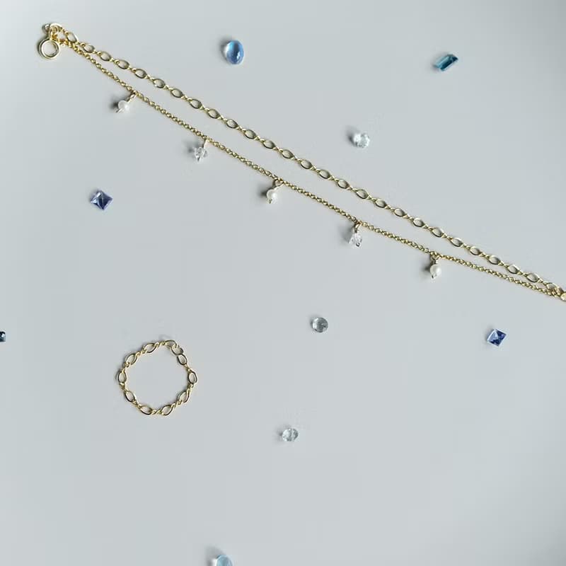 星塵系列 - 14K包金雙鍊白水晶手鍊