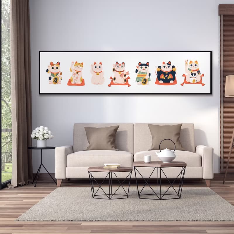 招財貓列陣 - 臥房掛畫/客廳/招財貓/床頭畫/兒童房掛畫/貓咪