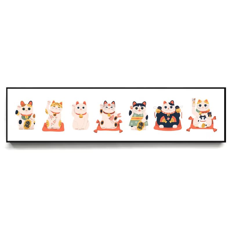 招財貓列陣 - 臥房掛畫/客廳/招財貓/床頭畫/兒童房掛畫/貓咪