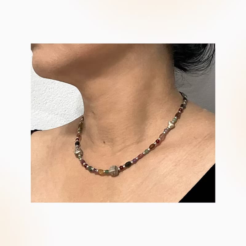 Antique Gem and Silver minimalist necklace, Stylist Necklace, Gift for mom 母親節禮物