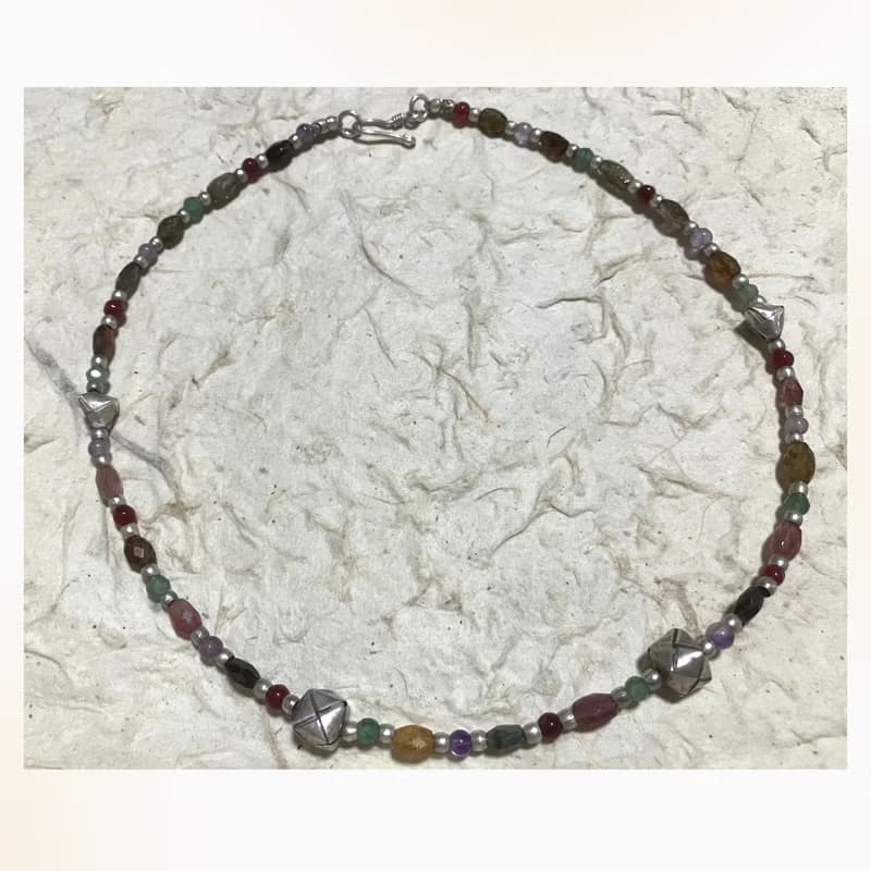 Antique Gem and Silver minimalist necklace, Stylist Necklace, Gift for mom 母親節禮物