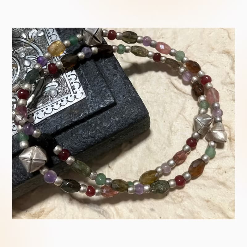 Antique Gem and Silver minimalist necklace, Stylist Necklace, Gift for mom 母親節禮物