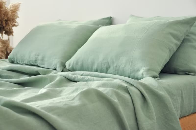 Sage green linen flat sheet/Linen bedsheet/Softened stonewashed linen sheet