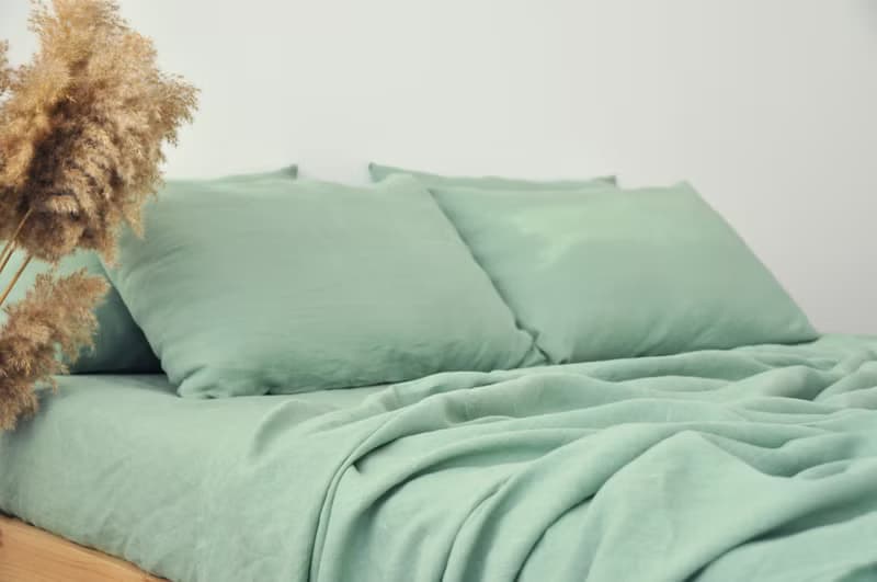 Sage green linen flat sheet/Linen bedsheet/Softened stonewashed linen sheet