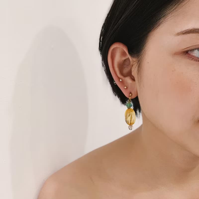 透明鳳梨耳環