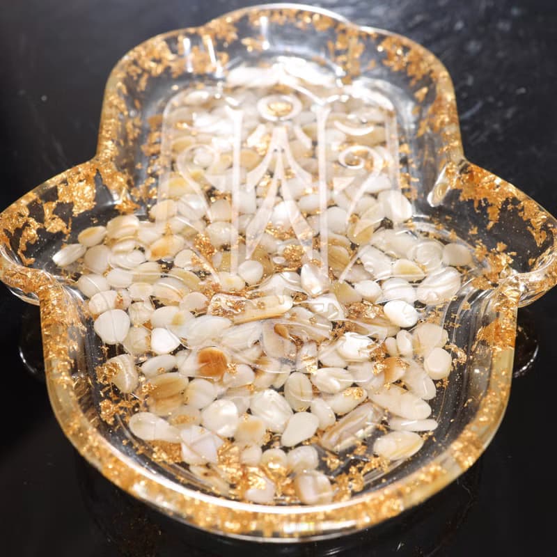 【畢業禮物】快速出貨白貝殼法蒂瑪之手奧剛淨化飾品收納盤珍珠