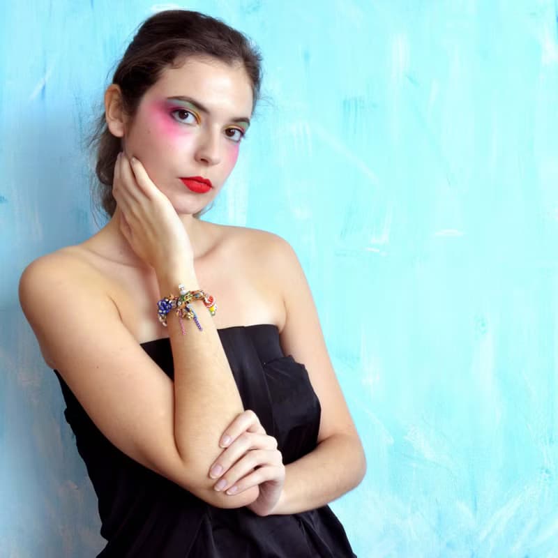 法國古董老件旋轉木馬獅子綴施華洛水晶文青小清新小花動物手鍊