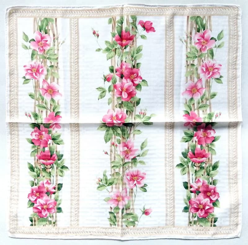 Nina Ricci Vintage Scarf Vine Flowers 22.5 x 22 Inches