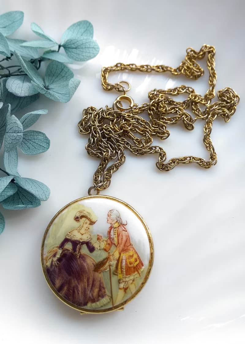 【西洋古董飾品】Locket  伯爵與夫人 相片墜 項鍊