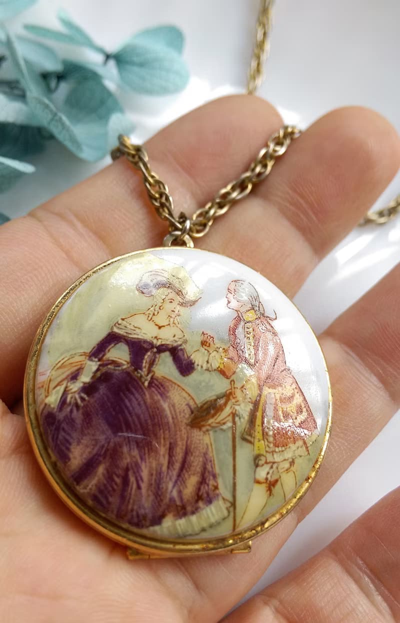 【西洋古董飾品】Locket  伯爵與夫人 相片墜 項鍊