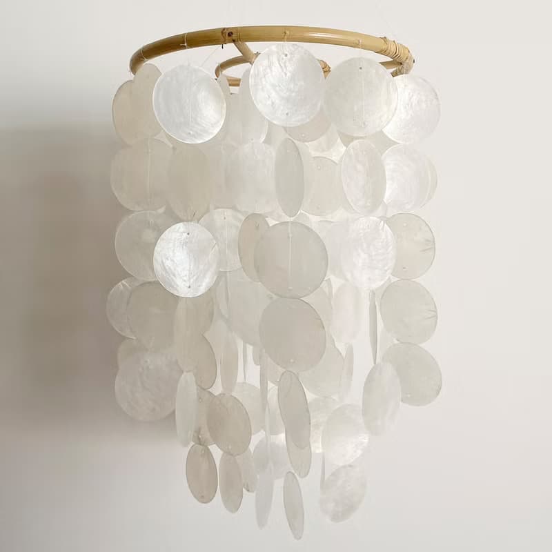 DIY-KIT | Finnish Restr._White(L) Circle | Capiz Shell Wind Chime Mobile |#0-325