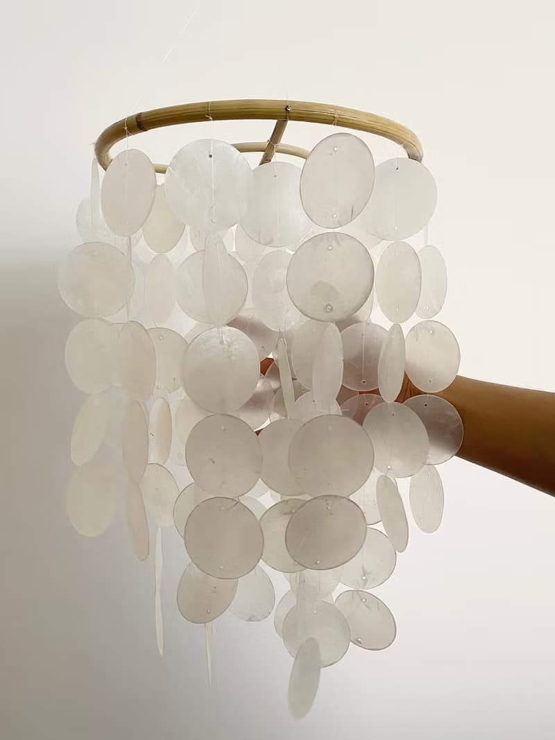DIY-KIT | Finnish Restr._White(L) Circle | Capiz Shell Wind Chime Mobile |#0-325