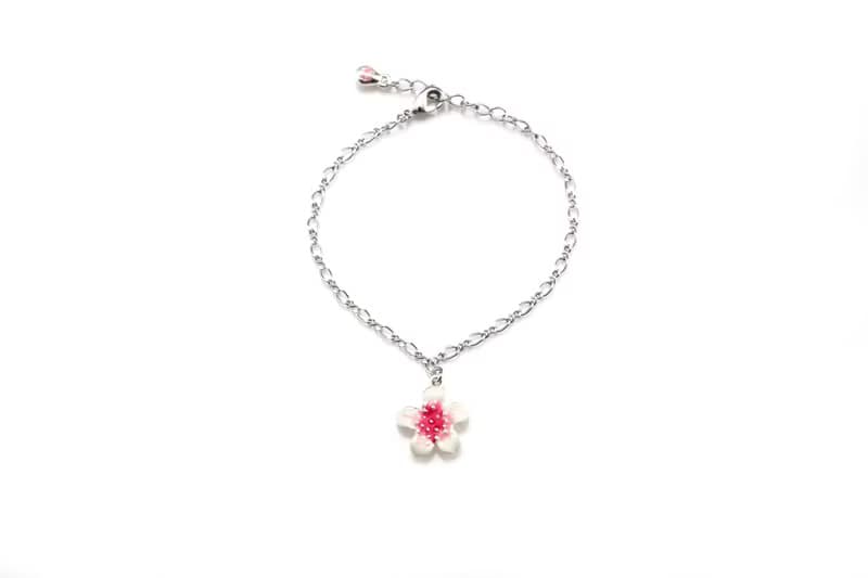 花朵系列 好運 桃花造型手鍊 手工琺瑯上色-粉款 (HBRJA0996B)