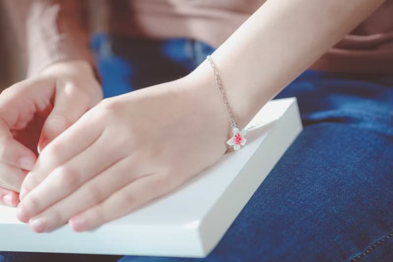 花朵系列 好運 桃花造型手鍊 手工琺瑯上色-粉款 (HBRJA0996B)