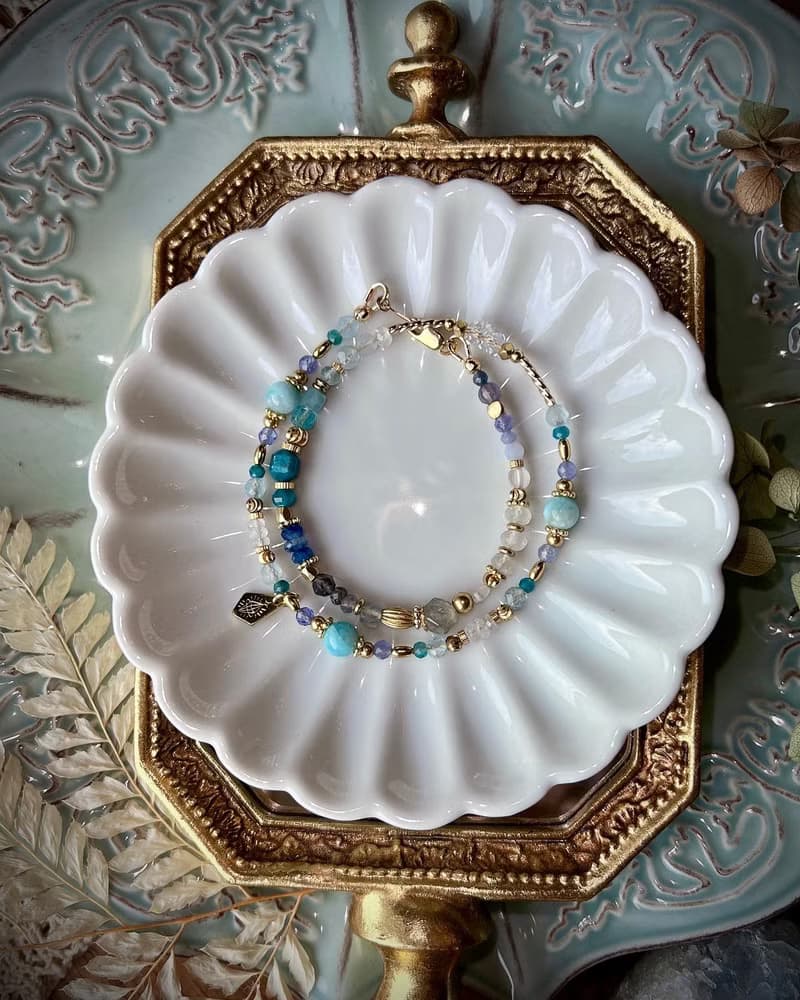 -蔚藍海岸-天然水晶手鏈/黃銅手鍊