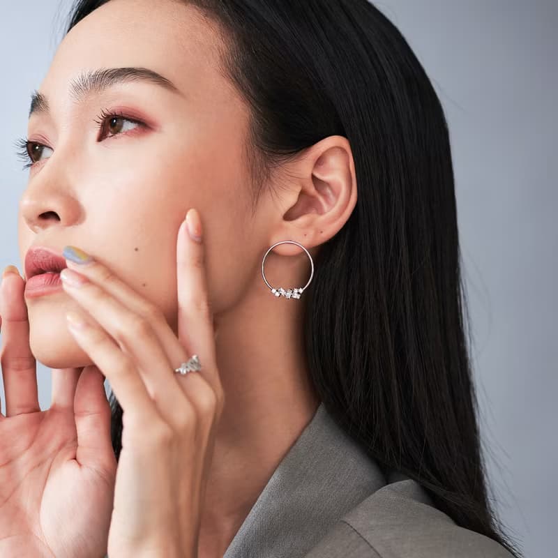 簡約質感圈型排鑽耳環 抗敏耳針 排鑽設計 璀璨閃耀