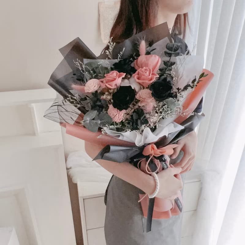 黑粉BP風 永生花束