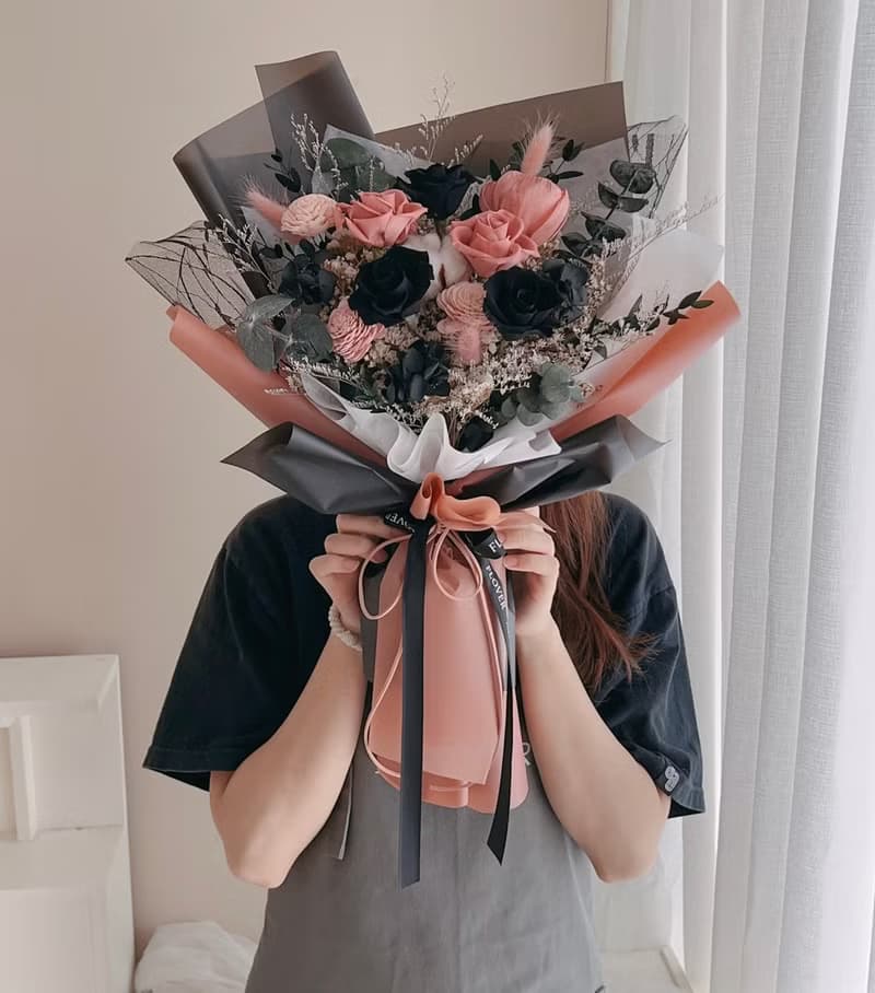 黑粉BP風 永生花束