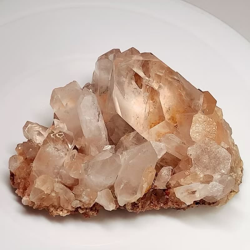 Crystal Corner 隅石丨紅膠花白水晶簇195丨淨化丨療癒水晶法寶
