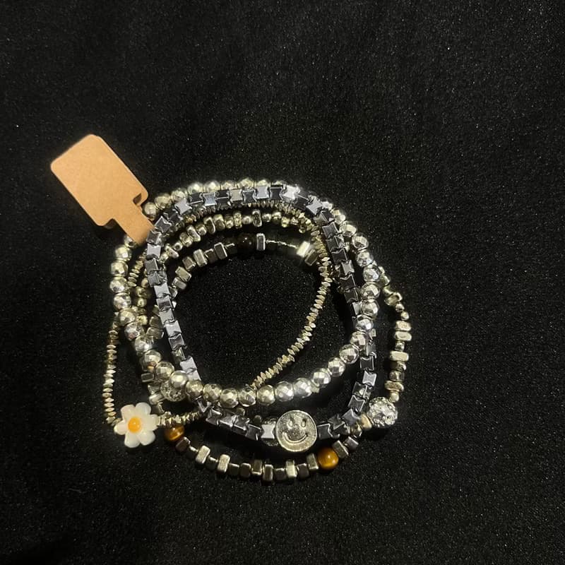 入門。碎銀感 天然水晶 黑膽石 防小人 手鍊 手環