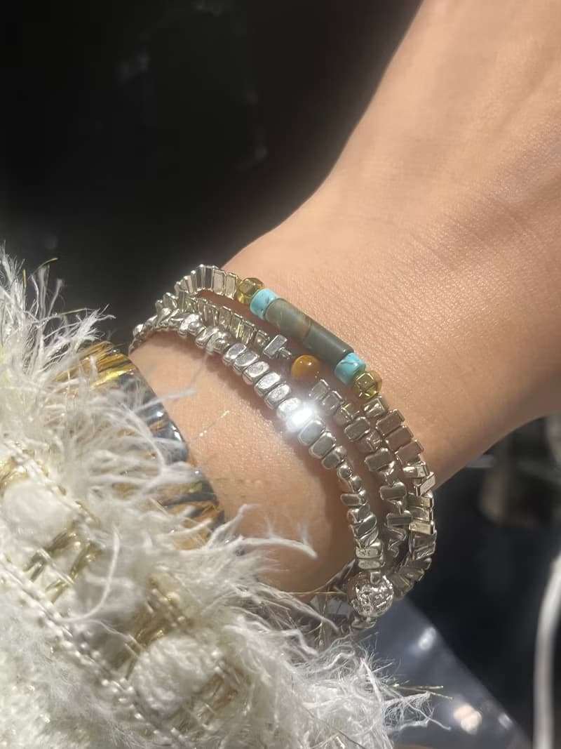 入門。碎銀感 天然水晶 黑膽石 防小人 手鍊 手環