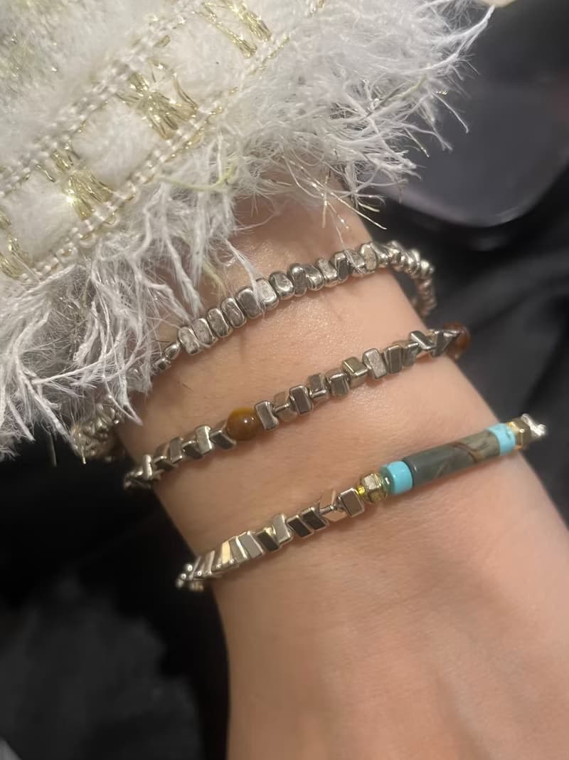 入門。碎銀感 天然水晶 黑膽石 防小人 手鍊 手環