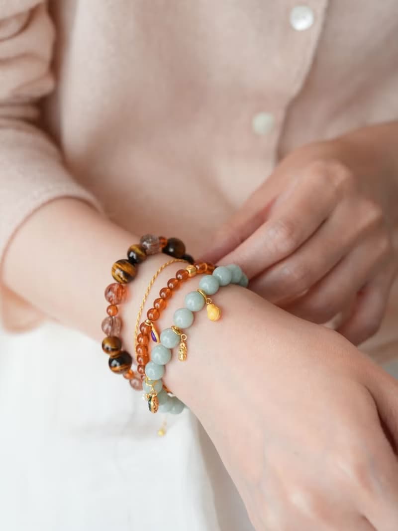 原創手工歲歲清歡翡翠玉手串設計款s925純銀手鏈生日禮物