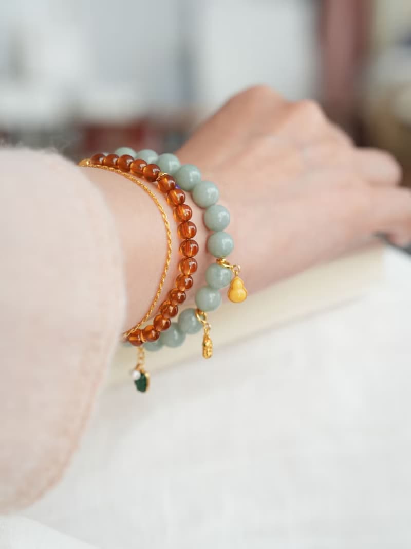 原創手工歲歲清歡翡翠玉手串設計款s925純銀手鏈生日禮物