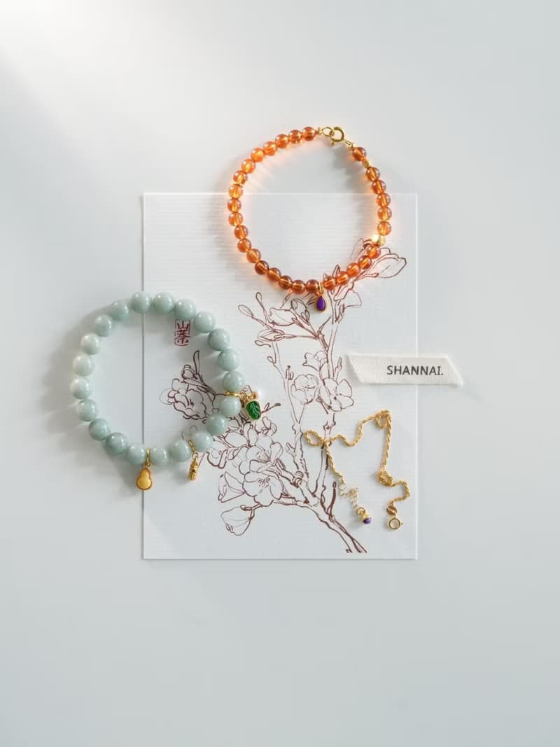 原創手工歲歲清歡翡翠玉手串設計款s925純銀手鏈生日禮物