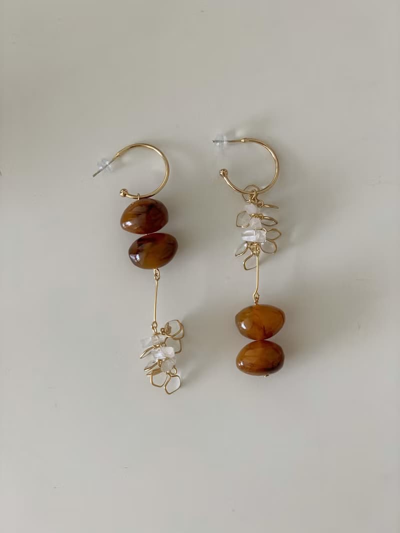 沒有一定的方向 耳環 / 耳夾可 樹脂 礦石 婚禮飾品