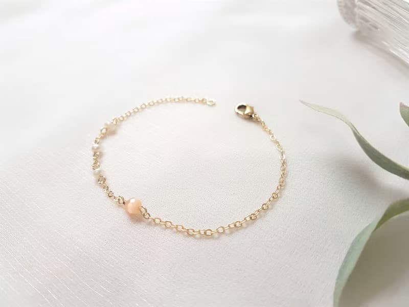 蜜柑 ‧ 珍珠 貓眼石 細手鍊