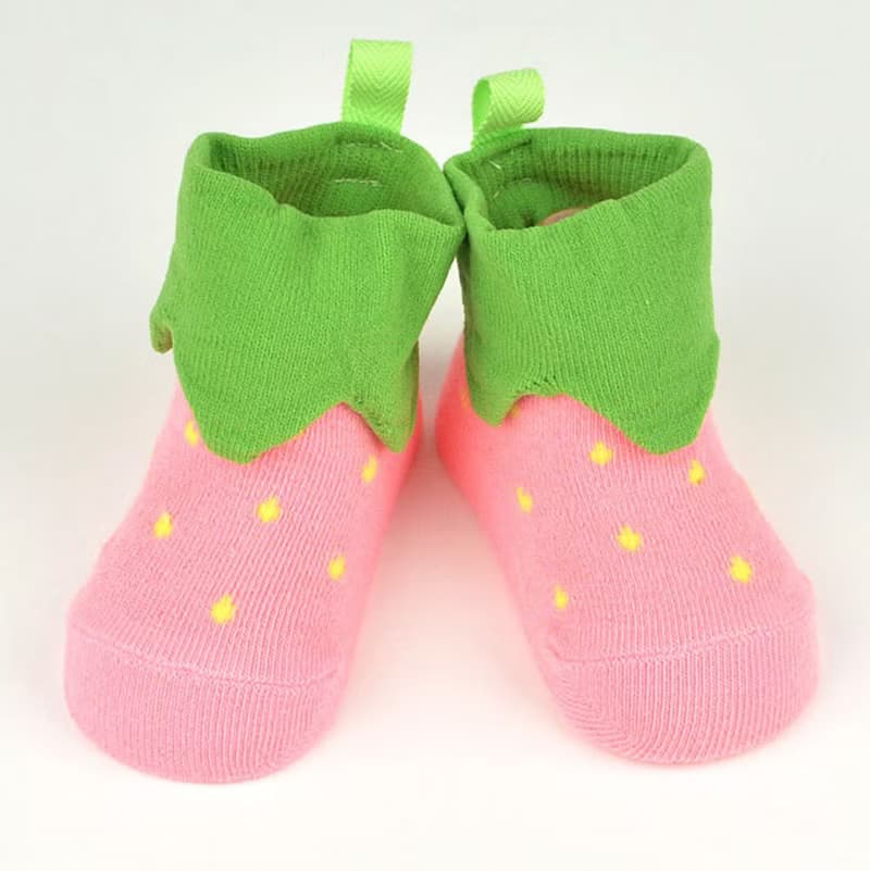 1322283 いちごの立体ソックス Strawberry 3-Dソックス ポップアップソックス 日本製 レッド/ピンク 2色展開 XS 9〜12cm