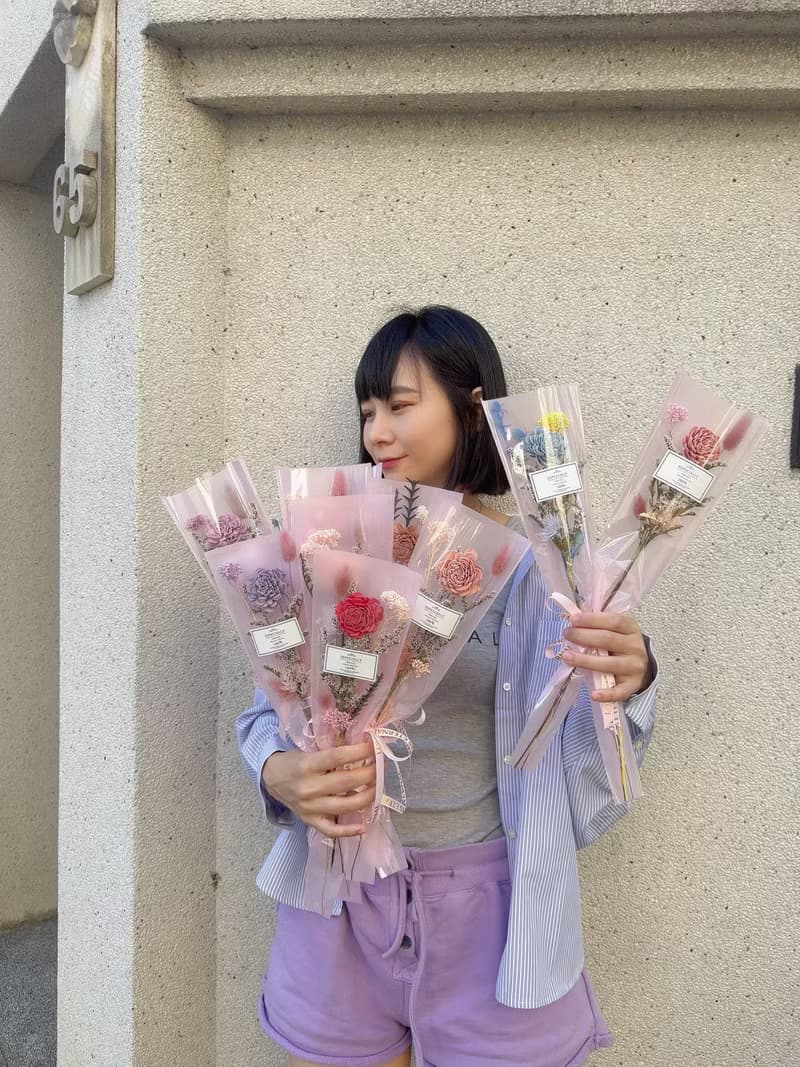 畢業花束系列。禮輕情義重 長型簡約花束 乾燥花小花束