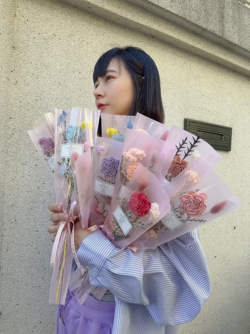 畢業花束系列。禮輕情義重 長型簡約花束 乾燥花小花束