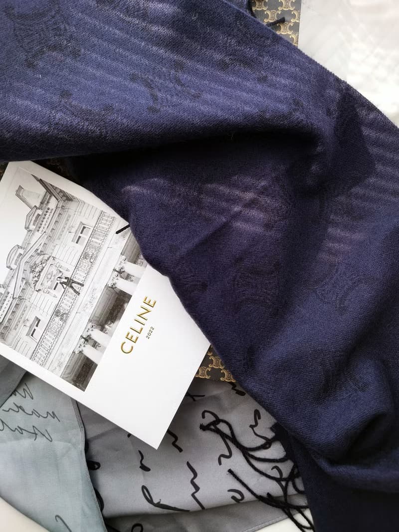 中古孤品 CELINE 暗花凱旋門 羊毛 毛毯蓋毯頸巾圍巾領巾圍脖披肩