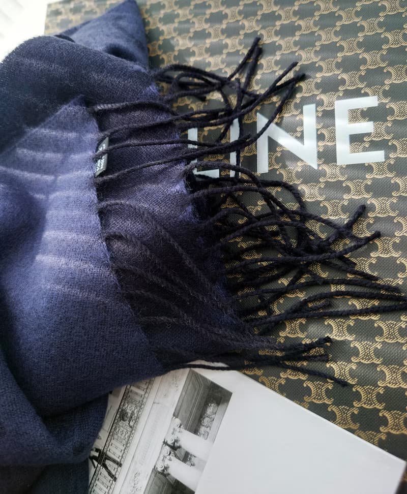 中古孤品 CELINE 暗花凱旋門 羊毛 毛毯蓋毯頸巾圍巾領巾圍脖披肩