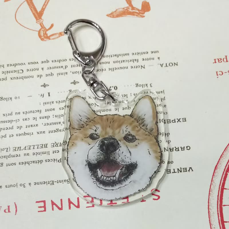 柴犬-壓克力吊飾(鑰匙圈)雙層雙面_分層