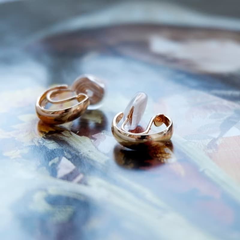 Hi Onion小眾chic鍍金百搭蚊香盤情侶耳夾無耳洞耳飾復古簡約