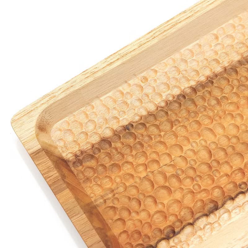 天然柚木餐盤-波點款 33cm│不上漆原木製長型托盤 露營野餐