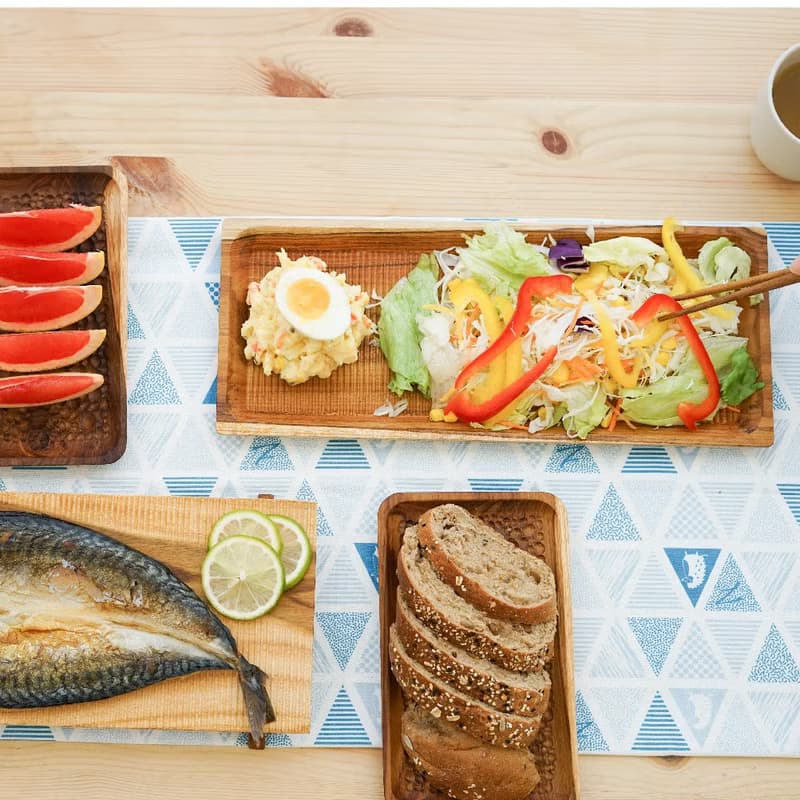 天然柚木餐盤-波點款 33cm│不上漆原木製長型托盤 露營野餐